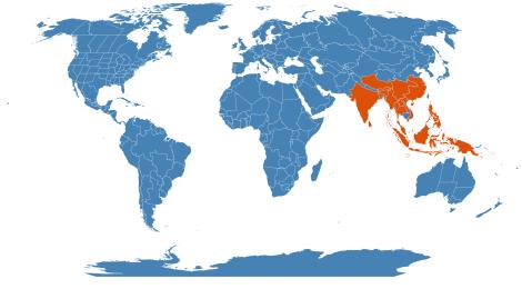 Distribution map for Antidesma bunius