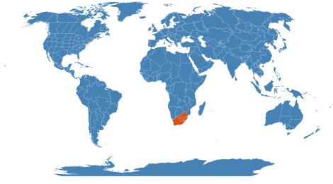 Distribution map for Zantedeschia aethiopica