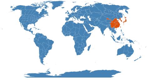 Distribution map for Saxifraga stolonifera