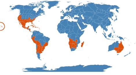 Distribution map for Hydrocotyle verticillata