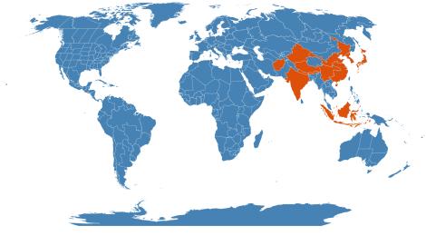 Distribution map for Duchesnea indica