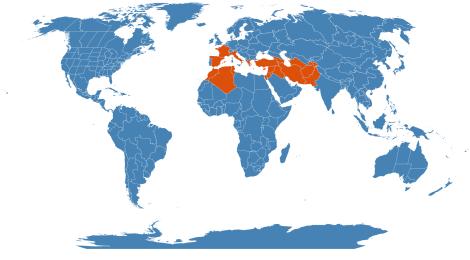 Distribution map for Ficus carica