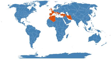 Distribution map for Ilex aquifolium