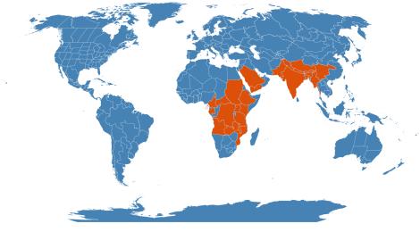 Distribution map for Sauromatum venosum