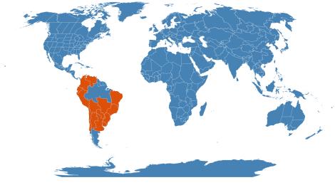 Distribution map for Nicotiana glauca