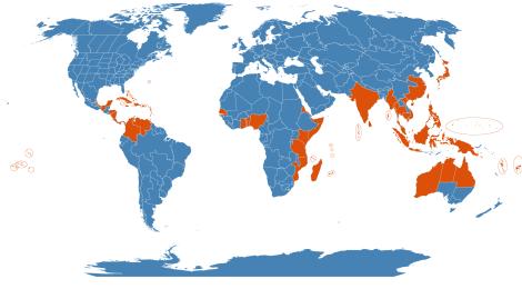 Distribution map for Thespesia populnea