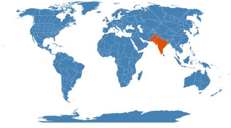 Distribution map for Moringa oleifera