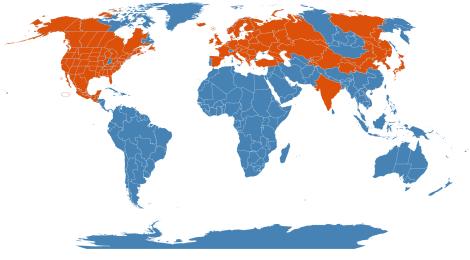 Distribution map for Equisetum hyemale