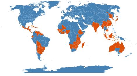 Distribution map for Nymphoides indica