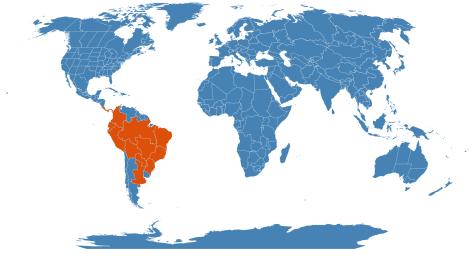 Distribution map for Ceiba speciosa