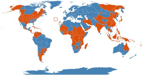 Distribution map for Ceratophyllum demersum