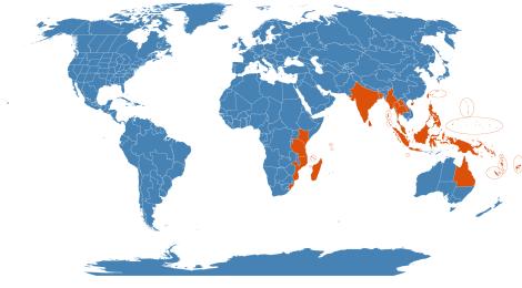 Distribution map for Barringtonia racemosa