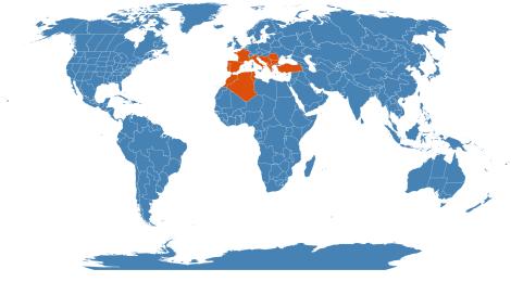 Distribution map for Celtis australis