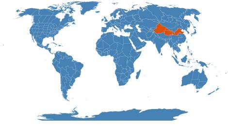 Distribution map for Viburnum farreri