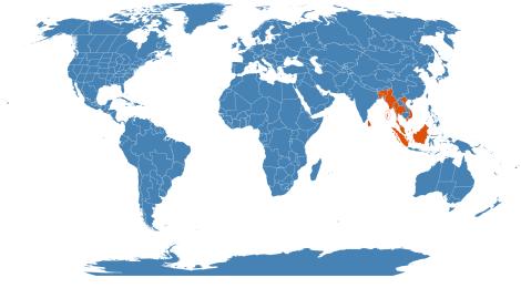 Distribution map for Globba pendula