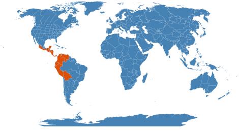 Distribution map for Cavendishia bracteata